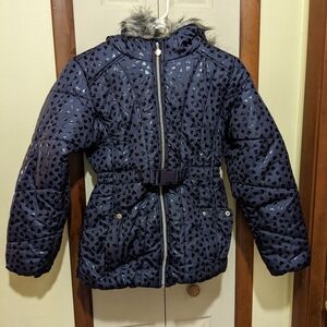 🖤R 1881 Gray Black Hearts Girl's Full Zip Puffer Jacket Size XL 16